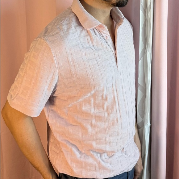 Express Light Pink Textured Polo Shirt - Picture 2 of 3
